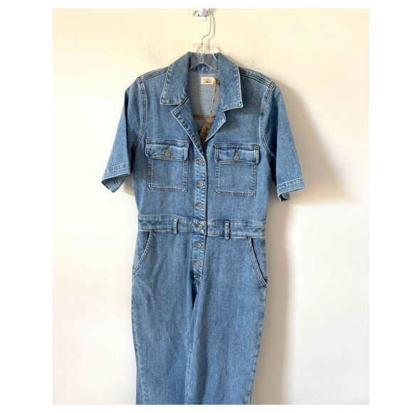 Faherty Pants - Faherty Organic Cotton Short Sleeve Denim Jumpsuit, new with tags, Size 8 Cloudl